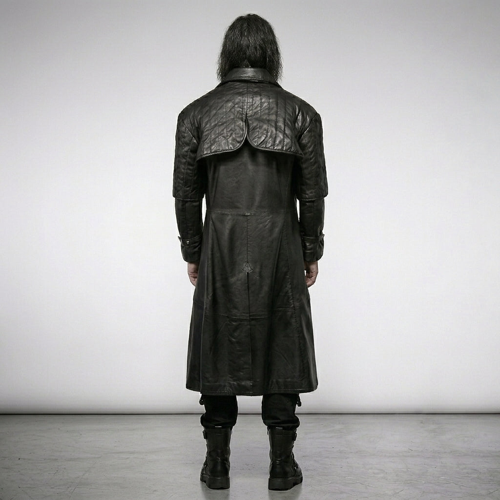 Men’s Steampunk Leather Vampire Trench Coat