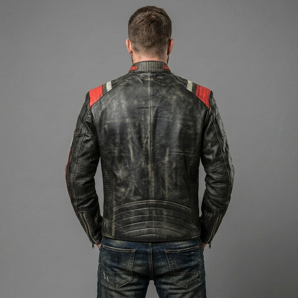 Men’s Black Vintage Cafe Racer Distressed Leather Jacket