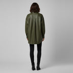 Women’s Olive Green Faux Leather Shirt Jacket