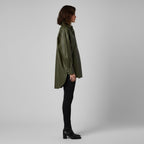 Women’s Olive Green Faux Leather Shirt Jacket