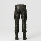 Men’s Black Sheepskin Leather Cargo Biker Pants