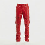 Men’s Red Leather Cargo Pants