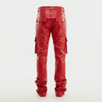 Men’s Red Leather Cargo Pants