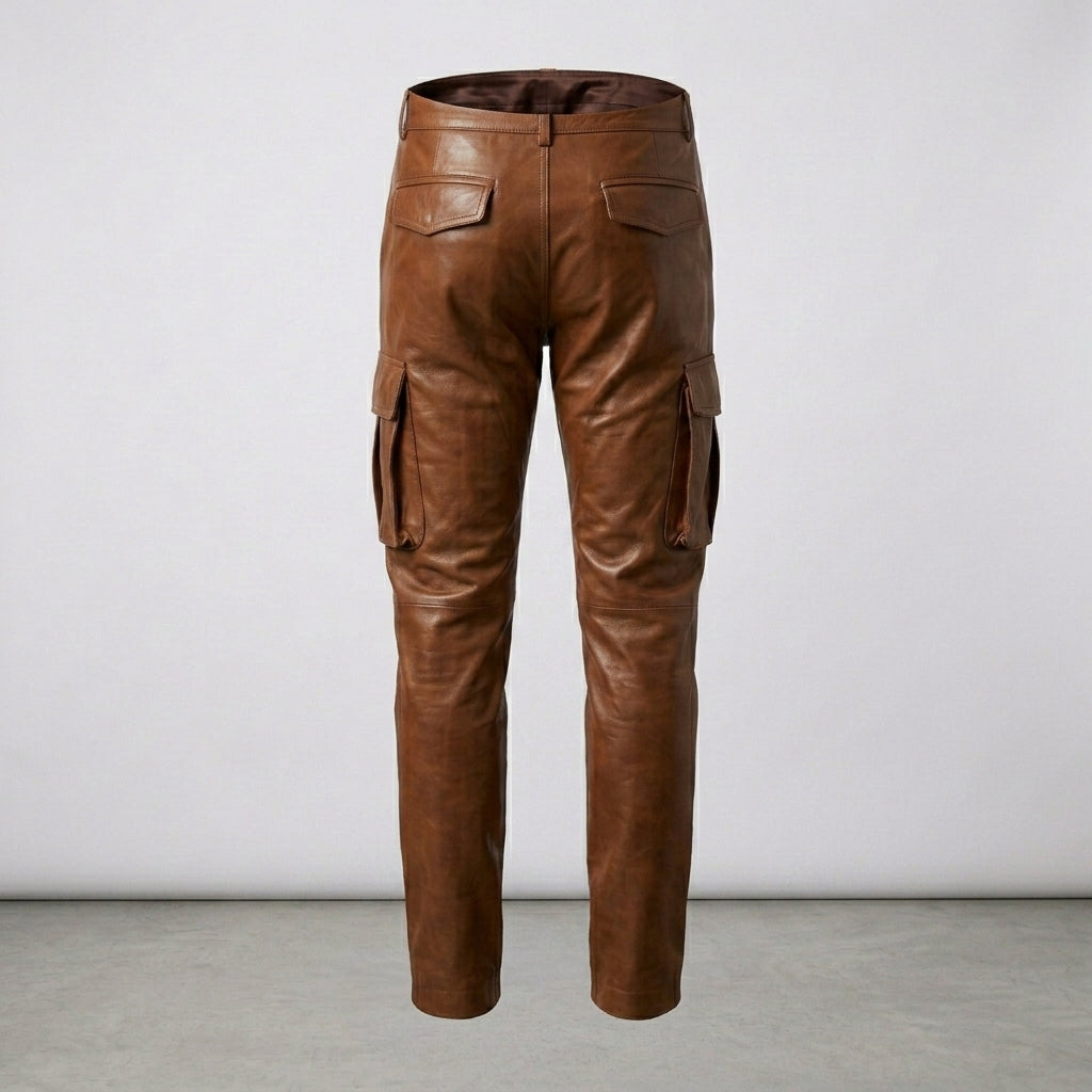 Men’s Brown Leather Cargo Pants