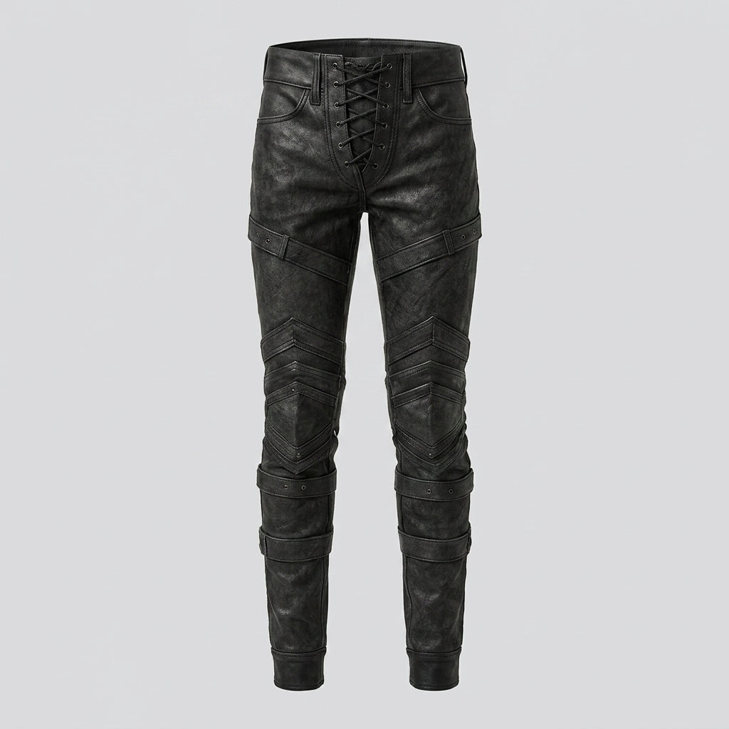 Men’s Handmade Black Leather Warrior Pants