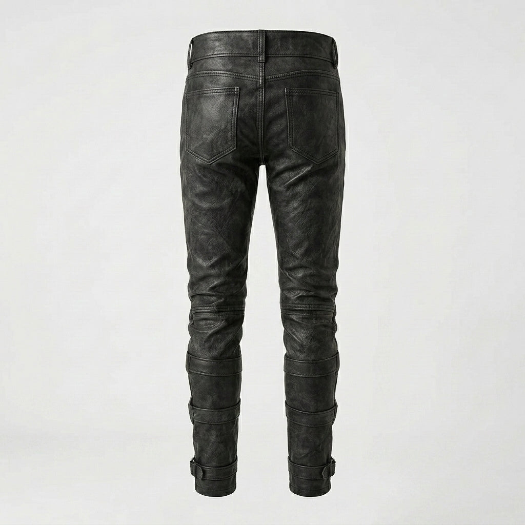 Men’s Handmade Black Leather Warrior Pants