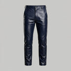 Men’s Navy Blue Sheepskin Leather Pants
