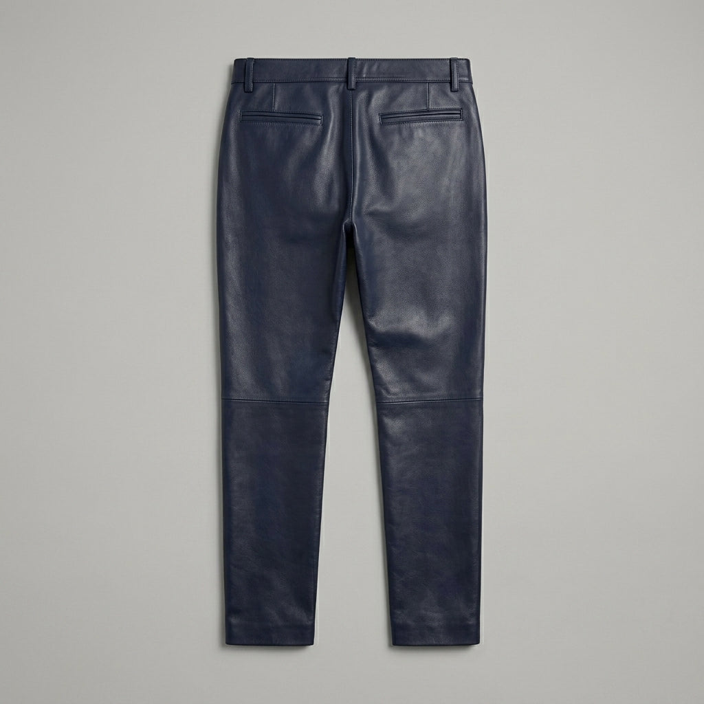 Men’s Navy Blue Sheepskin Leather Pants