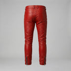 Men’s Red Biker Leather Pants