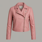 Patel Collection Chic Pink Minimalist Women’s Leather Jacket