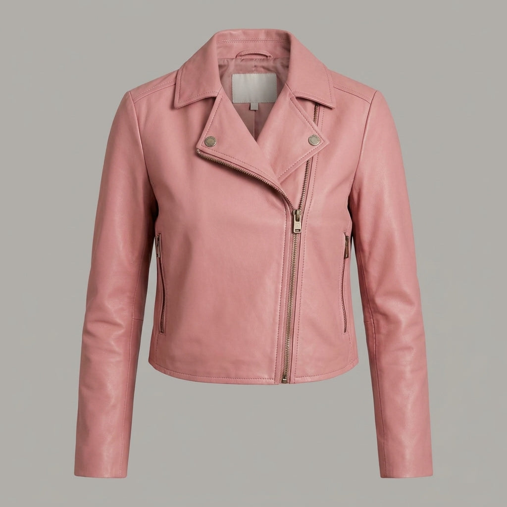 Patel Collection Chic Pink Minimalist Women’s Leather Jacket