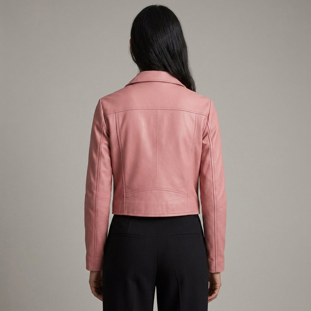 Patel Collection Chic Pink Minimalist Women’s Leather Jacket