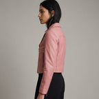 Patel Collection Chic Pink Minimalist Women’s Leather Jacket