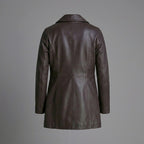 Petite Women’s Button-Down Genuine Leather Coat