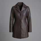 Petite Women’s Button-Down Genuine Leather Coat
