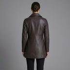 Petite Women’s Button-Down Genuine Leather Coat