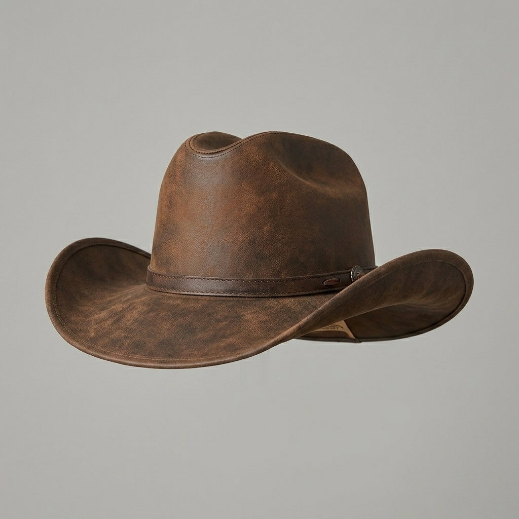 Premium Brown Leather Western Cowboy Hat for Women
