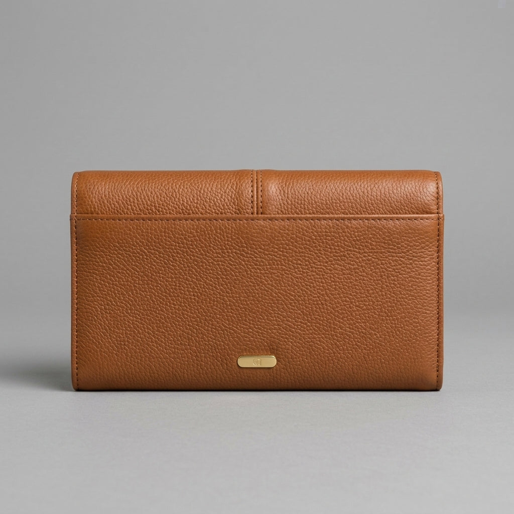 Premium Tan Textured Leather Flap Wallet