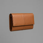 Premium Tan Textured Leather Flap Wallet