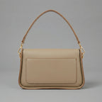 Beige Matte Faux Leather Shoulder Bag