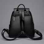 Elegant Black Leather Backpack for Girls