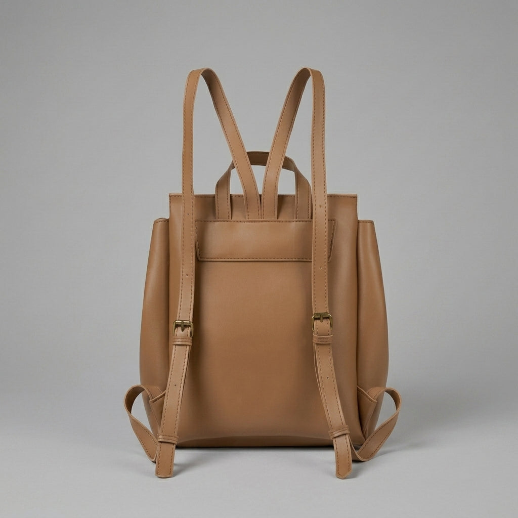 Classic Brown Leather Backpack for Women