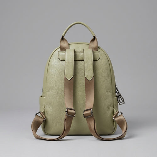 Beige Genuine Leather Backpack for Women