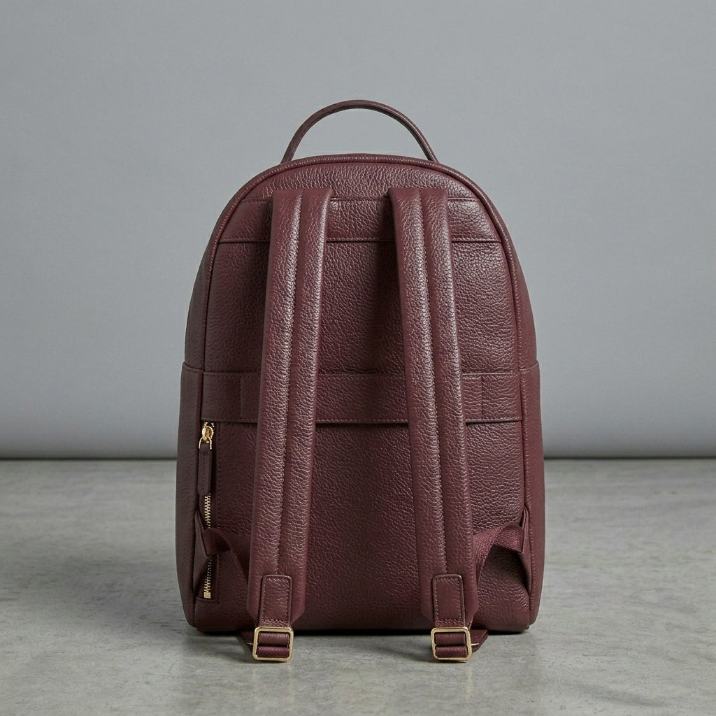 Maroon Luxe Leather Backpack for Women