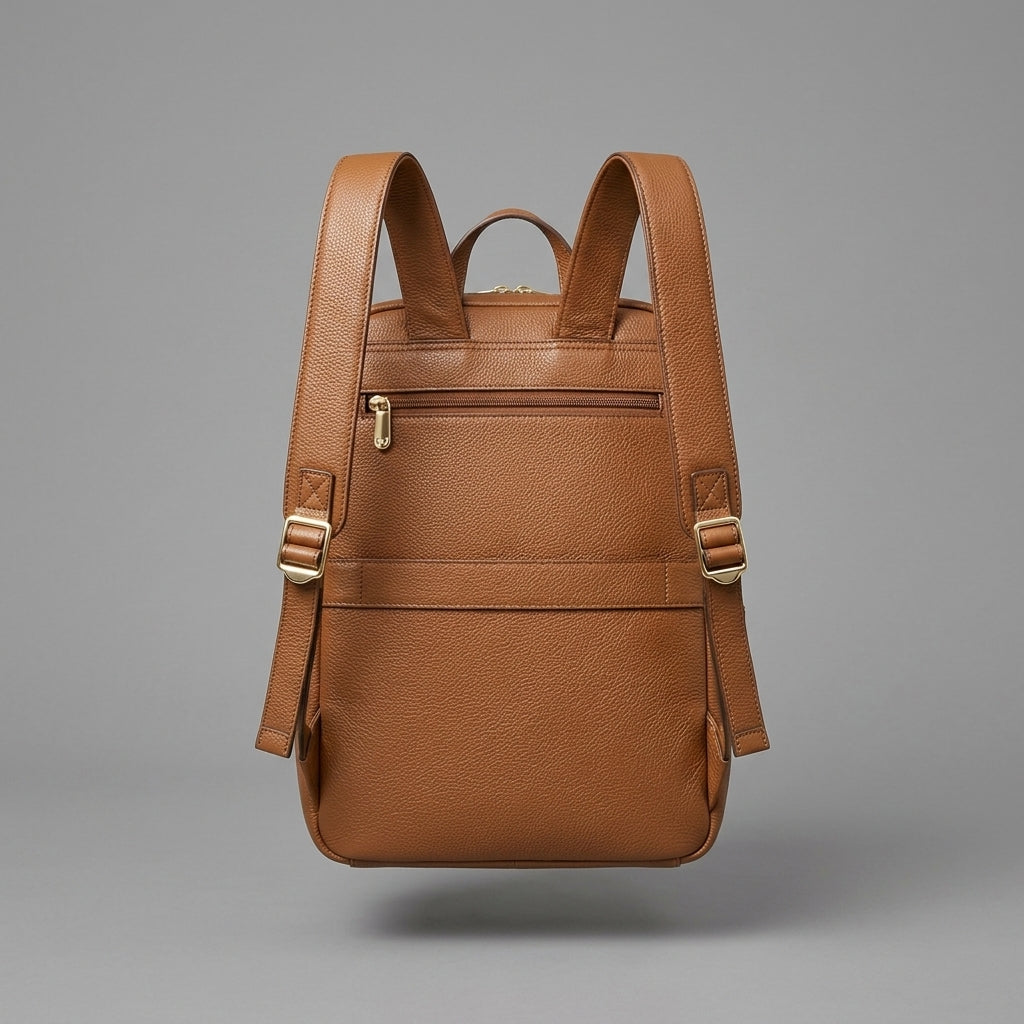 Brown Classic Genuine Leather Backpack for Women