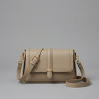 Beige Matte Faux Leather Shoulder Bag