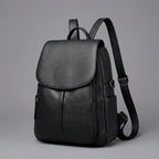 Elegant Black Leather Backpack for Girls