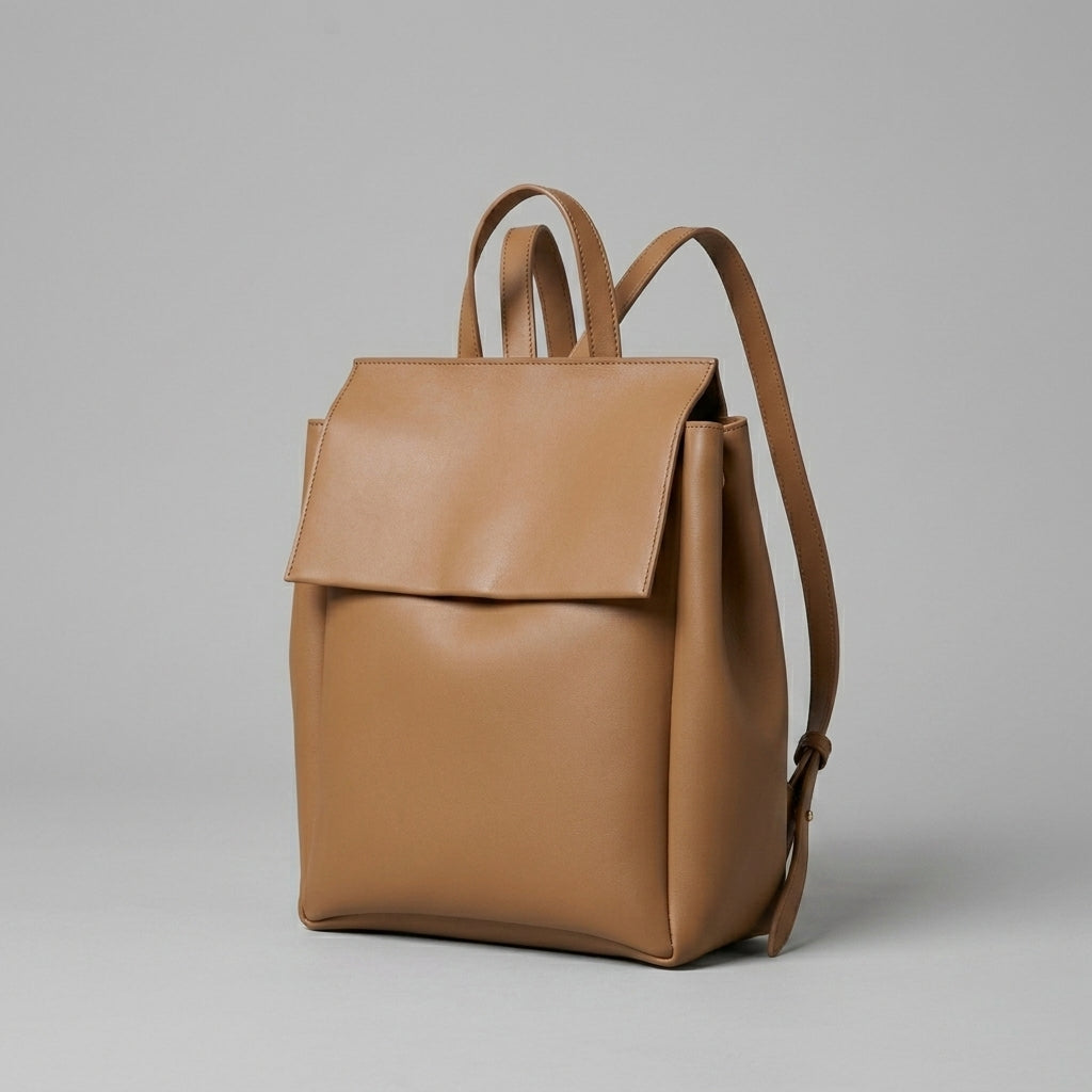 Classic Brown Leather Backpack for Women