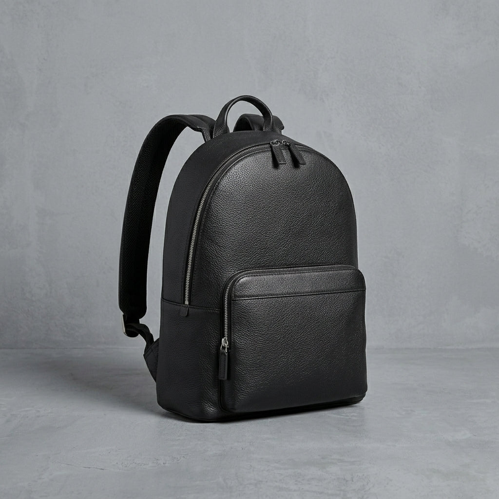 Classic Black Leather Backpack for Women
