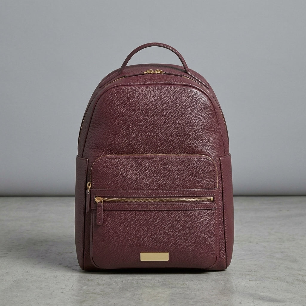 Maroon Luxe Leather Backpack for Women