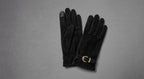 Quilted Faux Leather Black Gloves