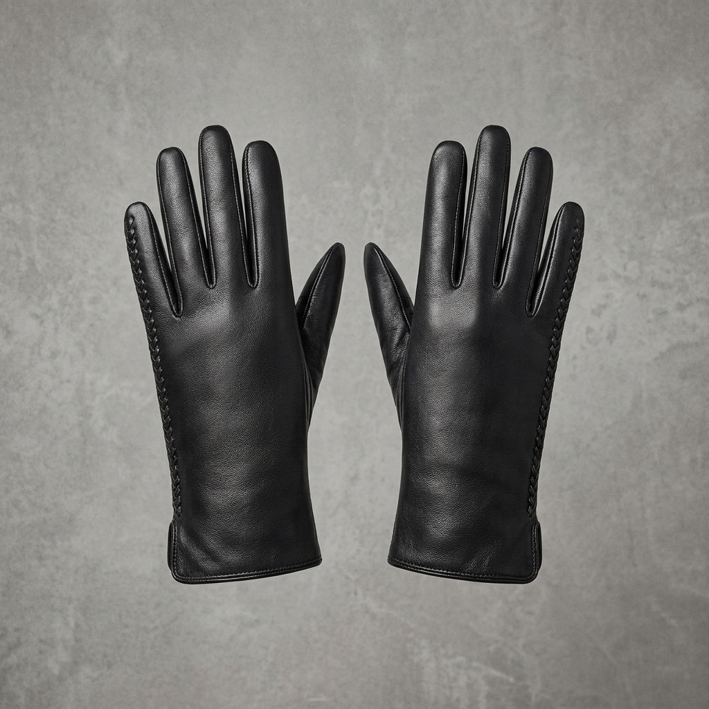 Raven Whipstitch Leather Gloves