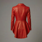 Red Peplum Women's Leather Jacket