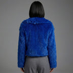 Royal Luxe Oversized Collar Faux Fur Jacket – Blue