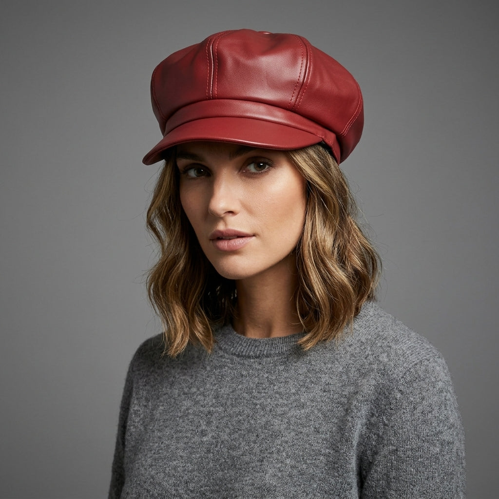 Scarlet Luxe Faux Leather Cap for Women