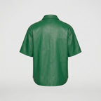 Men’s Green Half Sleeve Leather Shirt