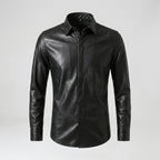 Men’s Black Sheepskin Leather Shirt Jacket