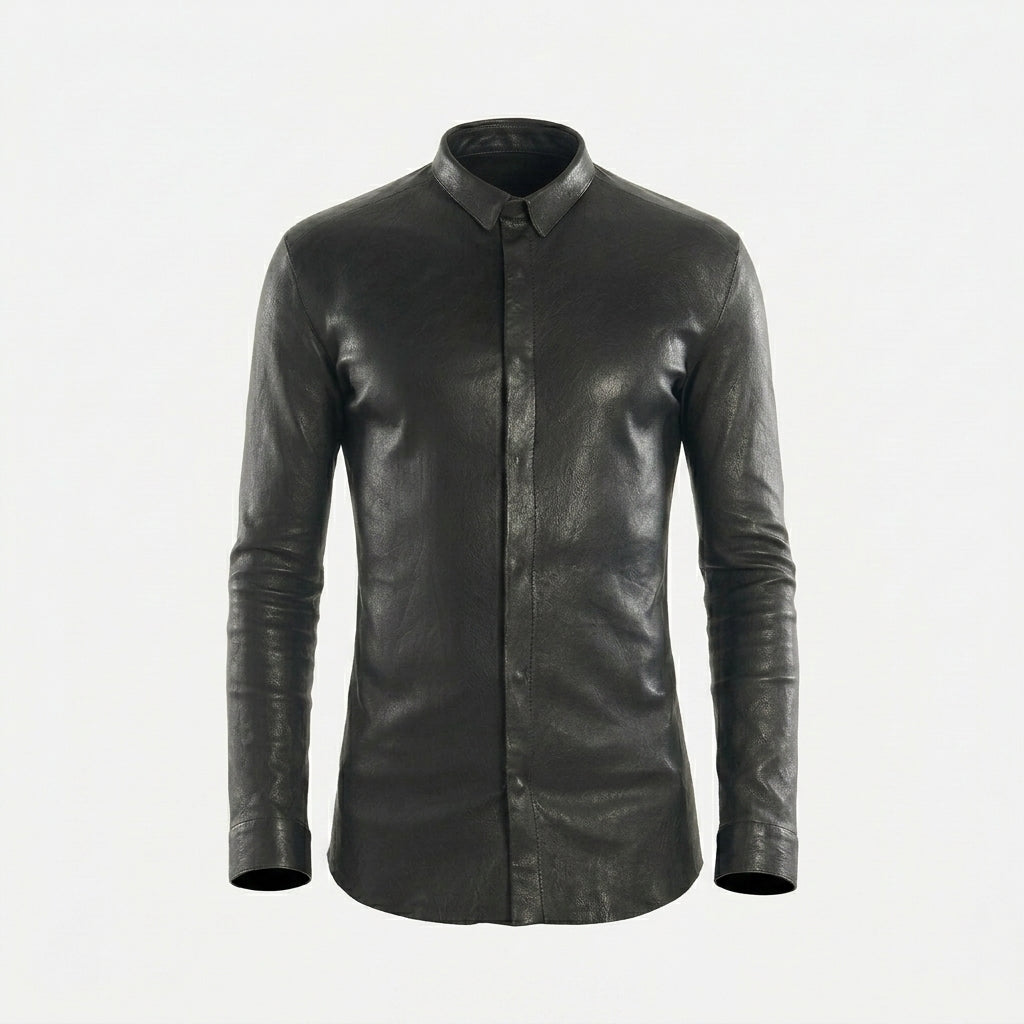 Men’s Black Leather Shirt