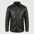 Men’s Stylish Black Leather Button