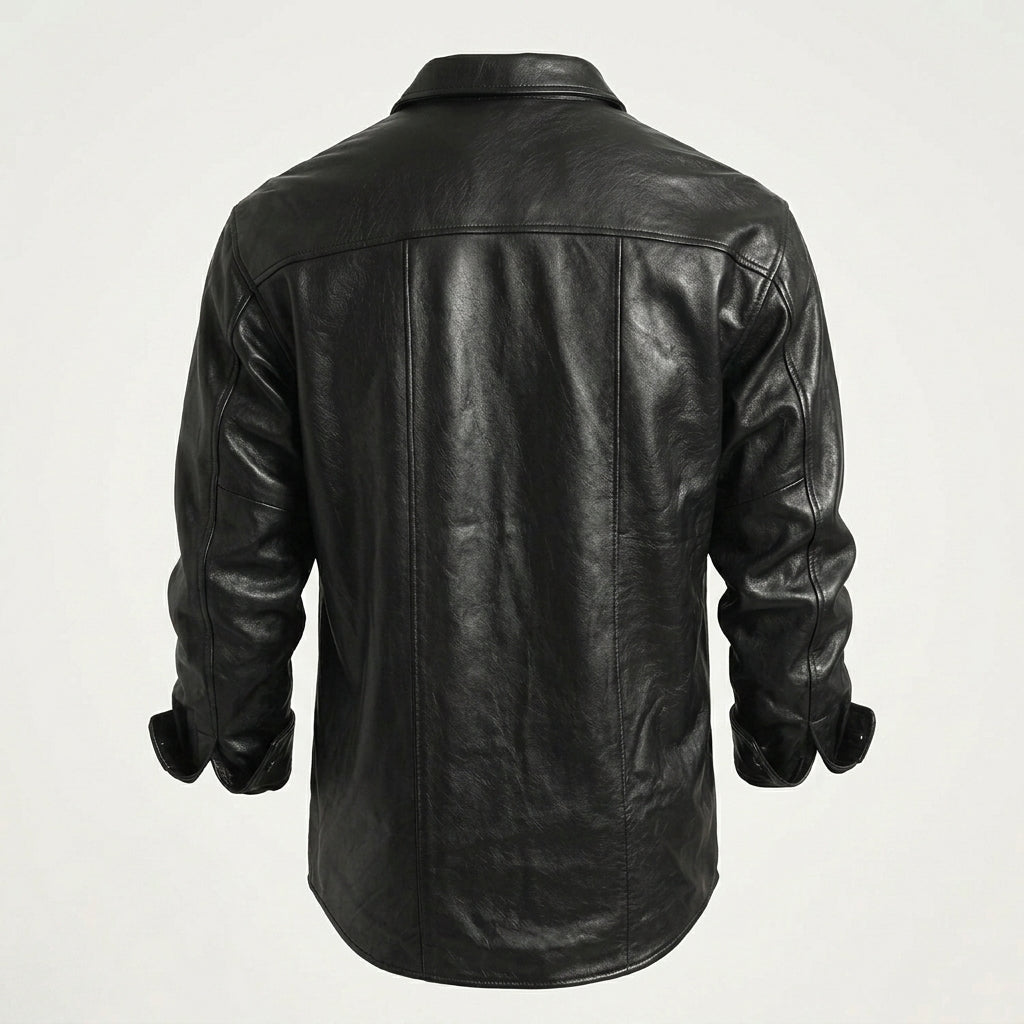Men’s Stylish Black Leather Button