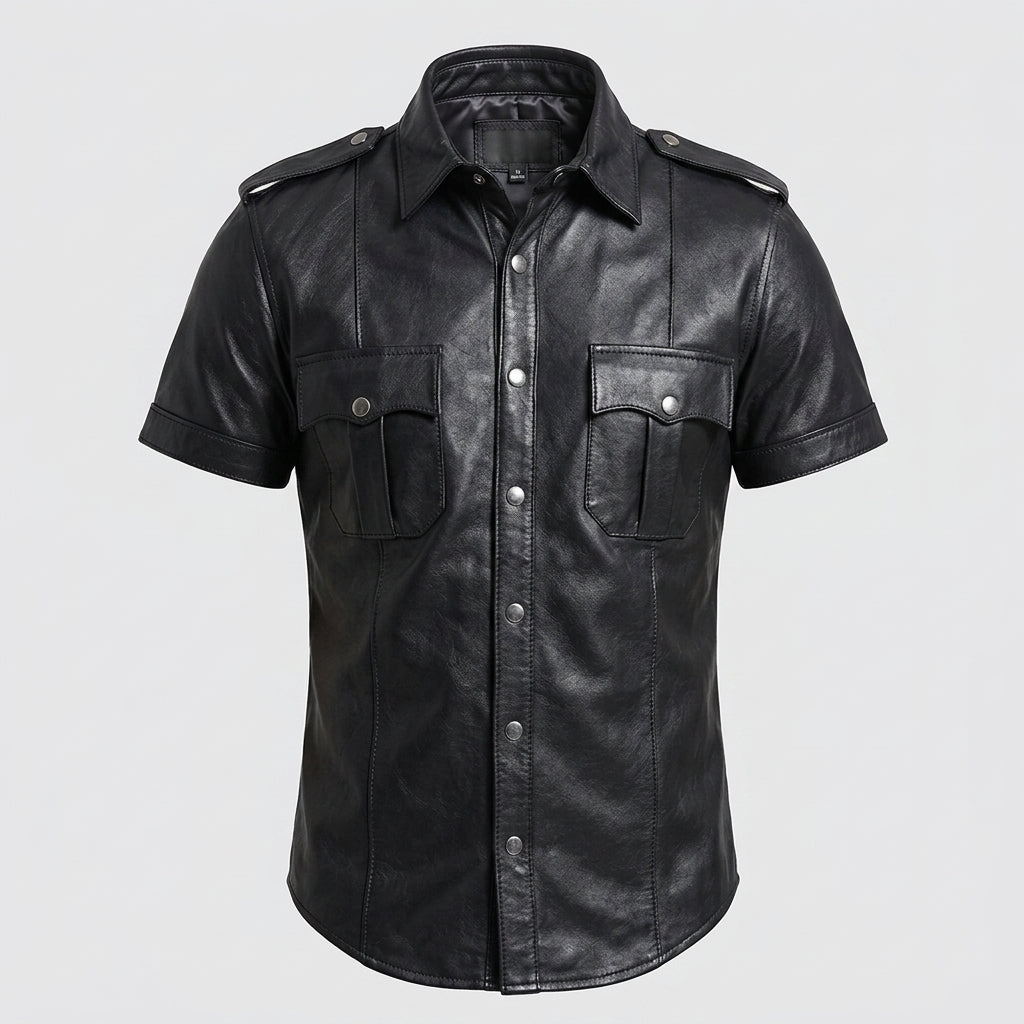Men’s Sheep Leather Uniform-Style Shirt
