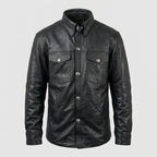 Men’s Genuine Leather Shirt – Vintage Buffalo Button Slim Fit Style