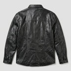 Men’s Genuine Leather Shirt – Vintage Buffalo Button Slim Fit Style