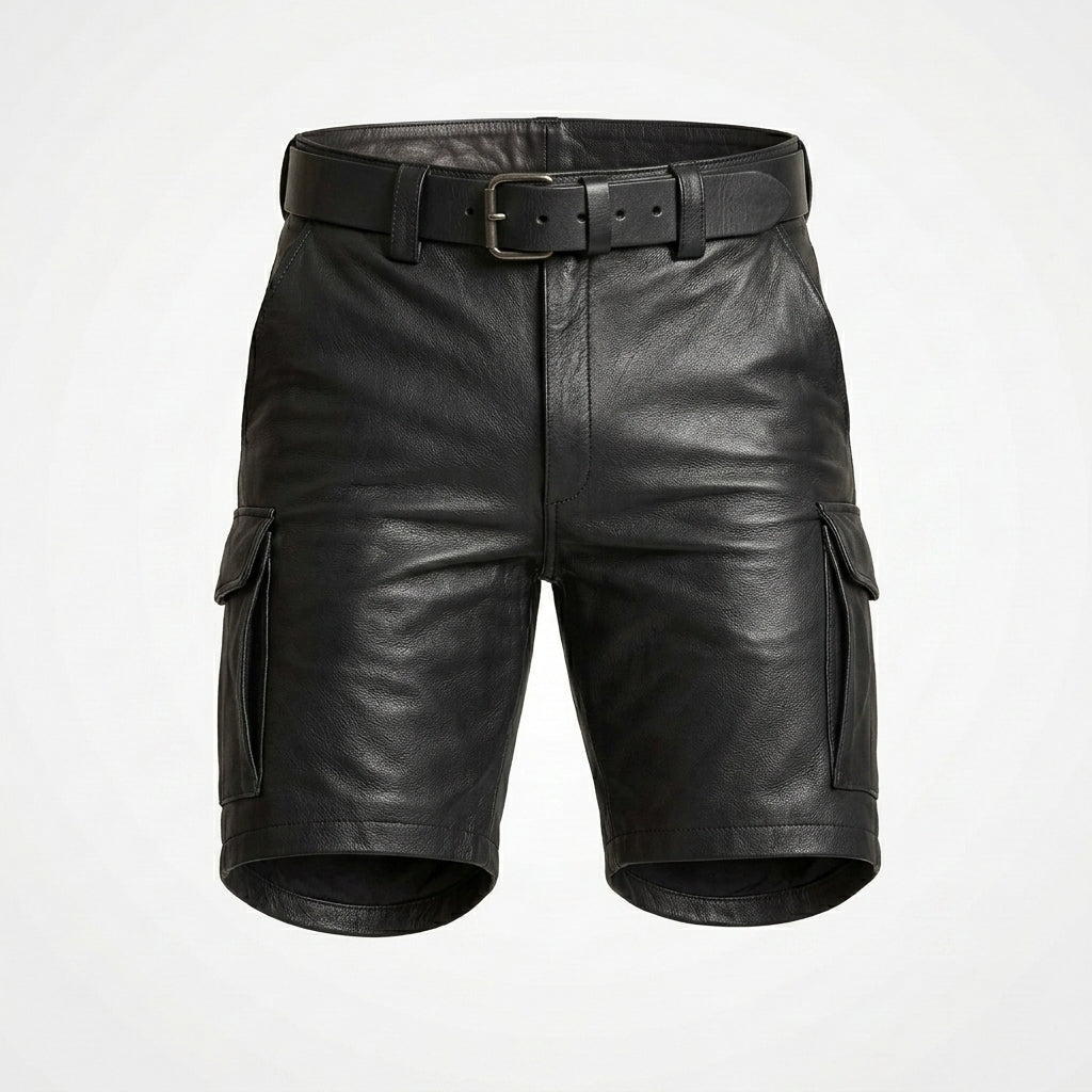 Men’s Leather Cargo Shorts