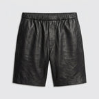Men’s Classic Black Leather Shorts