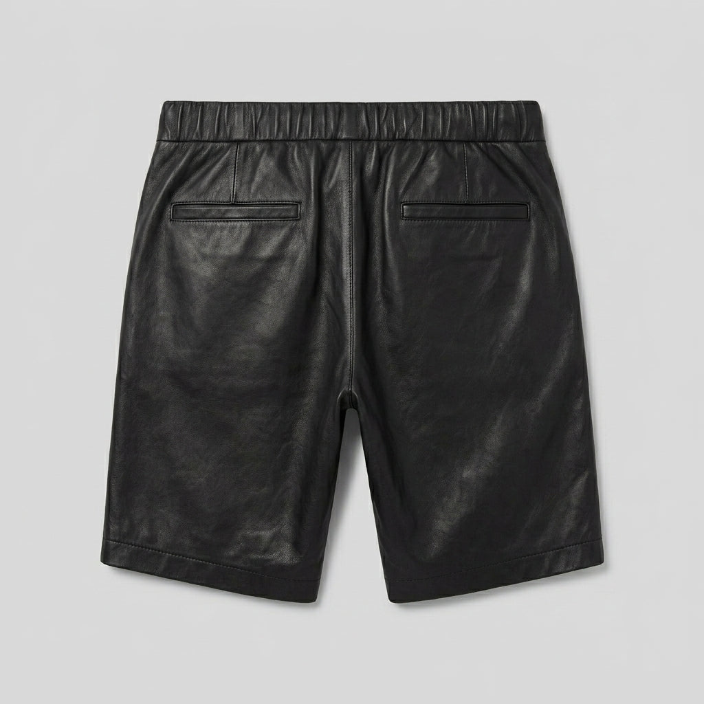 Men’s Classic Black Leather Shorts